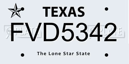 FVD5342 Texas License Plate