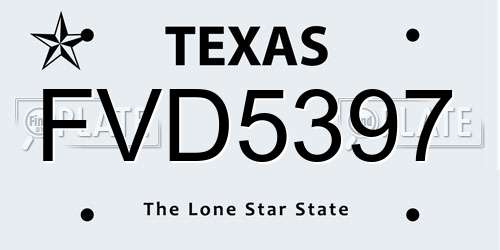 FVD5397 Texas License Plate