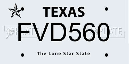 FVD560 Texas License Plate