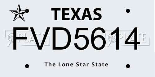 FVD5614 Texas License Plate