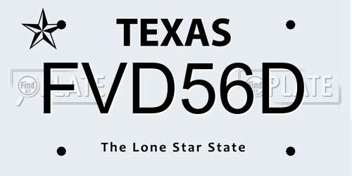 FVD56D Texas License Plate