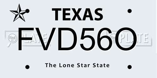 FVD56O Texas License Plate