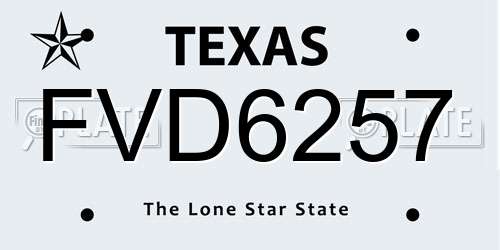 FVD6257 Texas License Plate