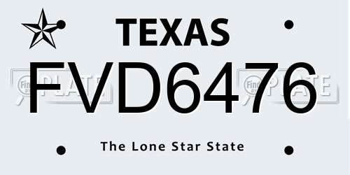FVD6476 Texas License Plate