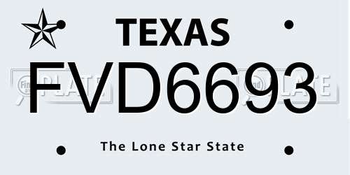 FVD6693 Texas License Plate