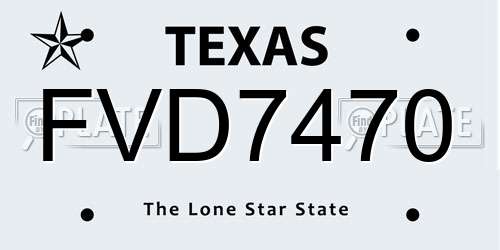 FVD7470 Texas License Plate
