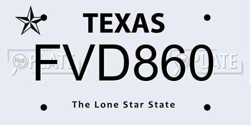 FVD860 Texas License Plate