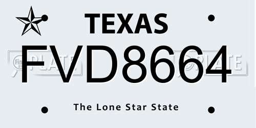 FVD8664 Texas License Plate