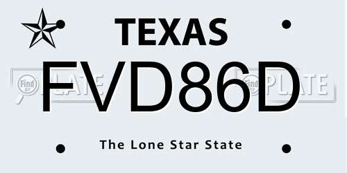FVD86D Texas License Plate