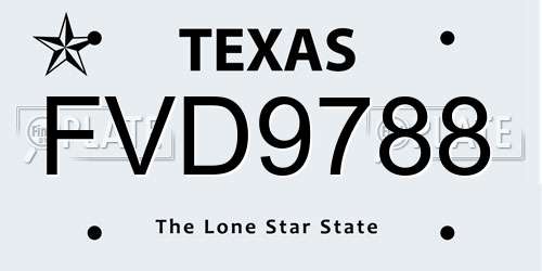FVD9788 Texas License Plate