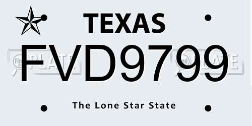 FVD9799 Texas License Plate
