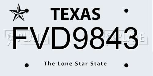 FVD9843 Texas License Plate