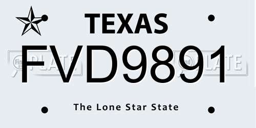 FVD9891 Texas License Plate