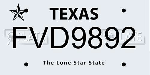 FVD9892 Texas License Plate