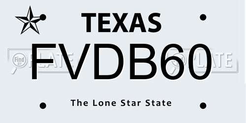 FVDB60 Texas License Plate