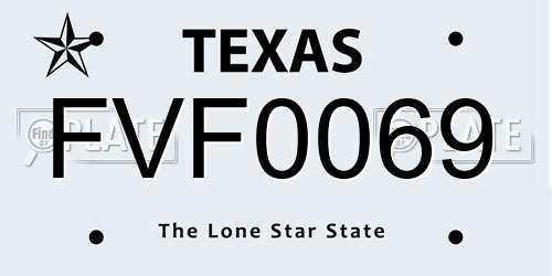 FVF0069 Texas License Plate
