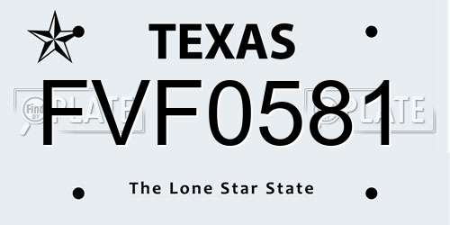 FVF0581 Texas License Plate