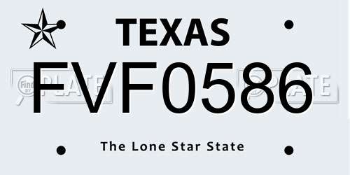 FVF0586 Texas License Plate