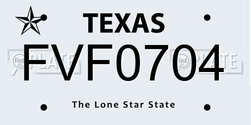 FVF0704 Texas License Plate