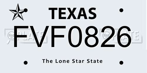 FVF0826 Texas License Plate