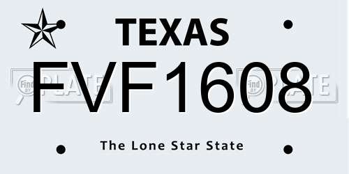 FVF1608 Texas License Plate