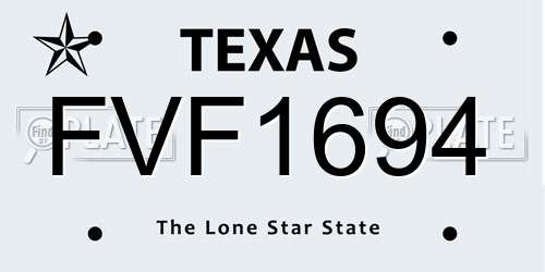 FVF1694 Texas License Plate