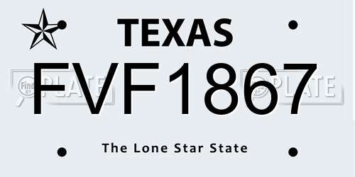 FVF1867 Texas License Plate