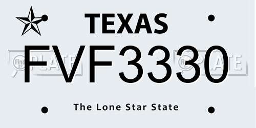 FVF3330 Texas License Plate