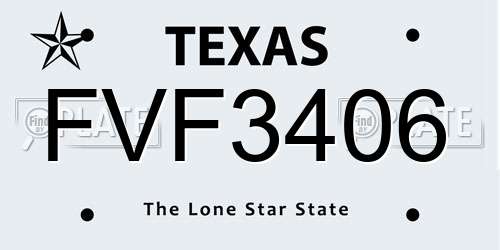 FVF3406 Texas License Plate