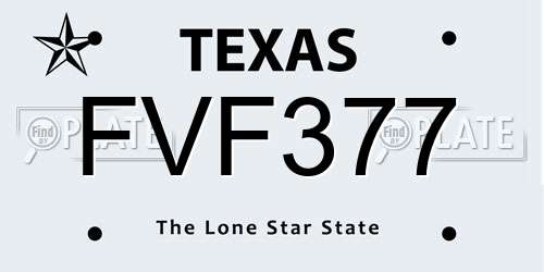 FVF377 Texas License Plate