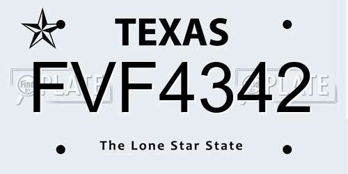 FVF4342 Texas License Plate