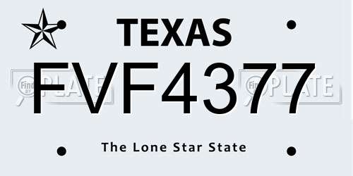 FVF4377 Texas License Plate