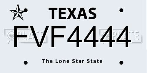 FVF4444 Texas License Plate
