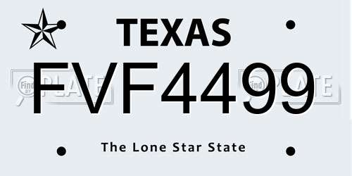 FVF4499 Texas License Plate
