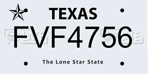 FVF4756 Texas License Plate
