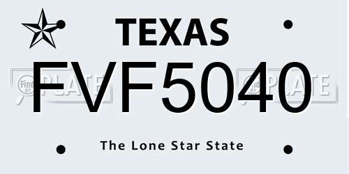 FVF5040 Texas License Plate