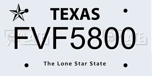 FVF5800 Texas License Plate