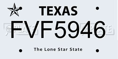 FVF5946 Texas License Plate
