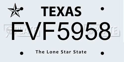 FVF5958 Texas License Plate