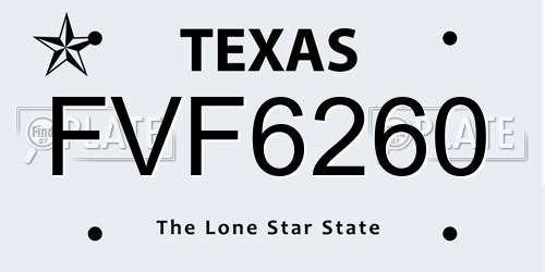 FVF6260 Texas License Plate