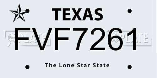 FVF7261 Texas License Plate