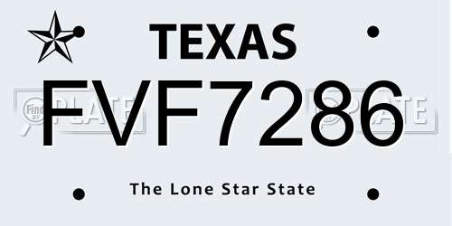 FVF7286 Texas License Plate