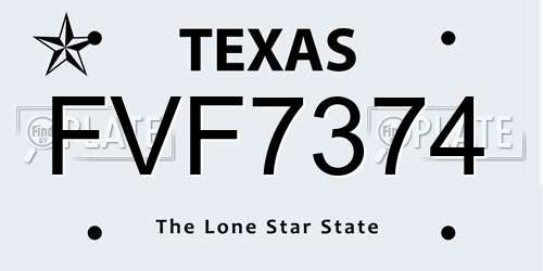 FVF7374 Texas License Plate