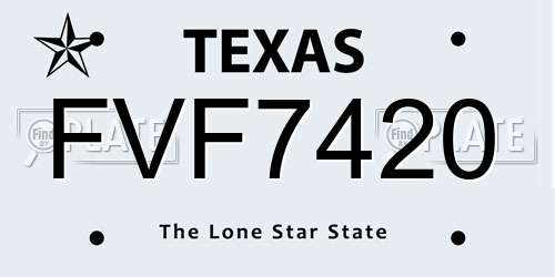 FVF7420 Texas License Plate