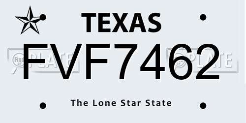 FVF7462 Texas License Plate
