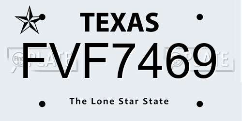 FVF7469 Texas License Plate