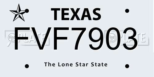 FVF7903 Texas License Plate
