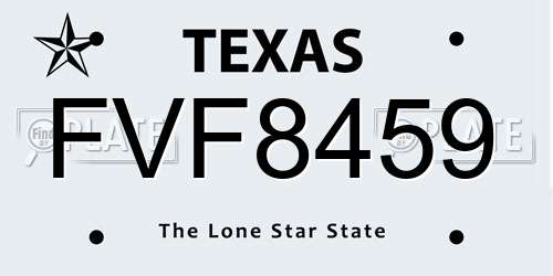 FVF8459 Texas License Plate