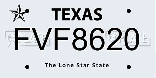 FVF8620 Texas License Plate