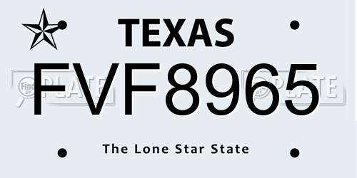 FVF8965 Texas License Plate